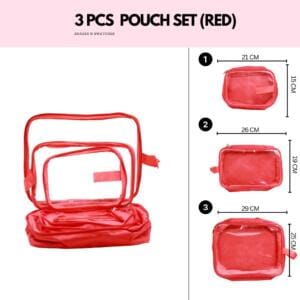 3 pcs pouch set (red)
