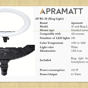 APRAMATT RING LIGHT LED DISPLAY - 20INCH