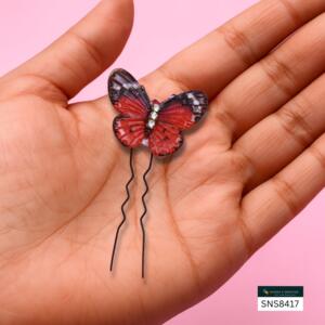 HAIR ACCESORIES GLASS FINISH BUTTERFLIES WITH UP 12 PCS SET